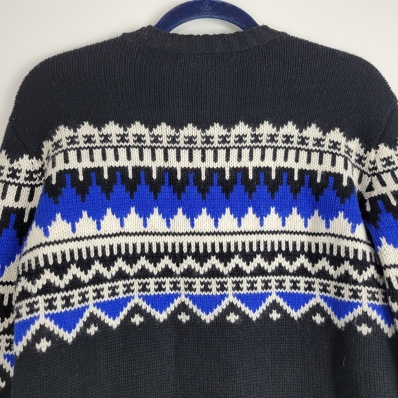 NWT LAUREN Ralph Lauren Fair Isle Sweater Wool Blend in Black Blue Cream Size XS - Picture 10 of 13
